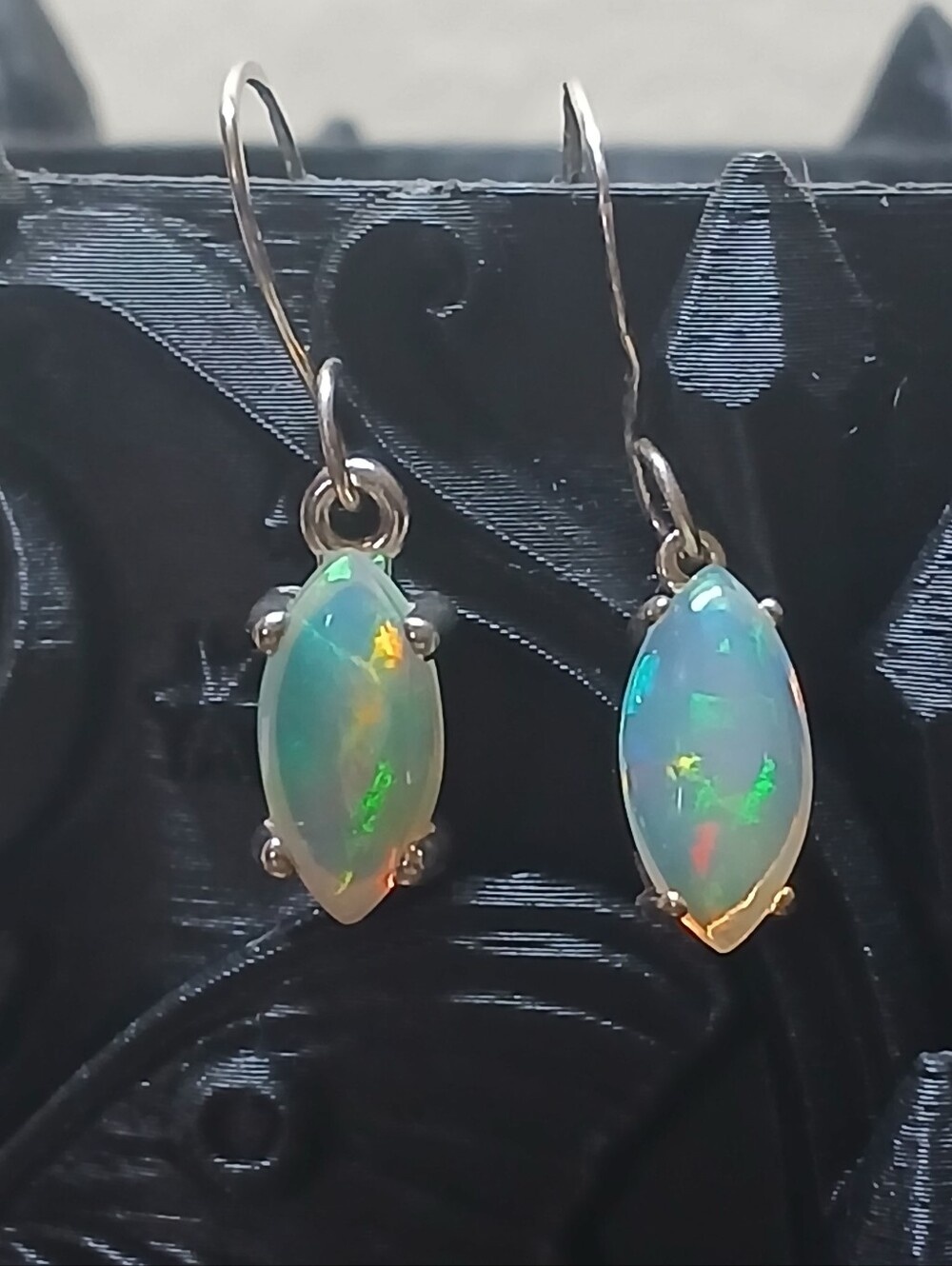 Opal Sterling Silver Dangle Earrings